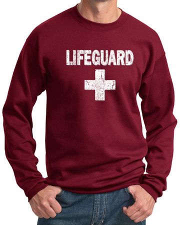 Mens Sweatshirt Distressed Lifeguard Sweat Shirt