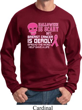 Mens Sweatshirt Halloween Scary Breast Cancer Deadly Sweat Shirt