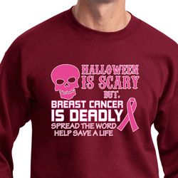 Mens Sweatshirt Halloween Scary Breast Cancer Deadly Sweat Shirt
