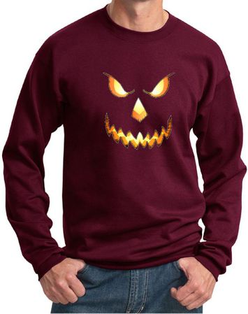 Mens Sweatshirt Pumpkin Head Sweat Shirt