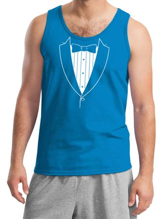 Mens Tanktop Basic White Tuxedo Tank Top