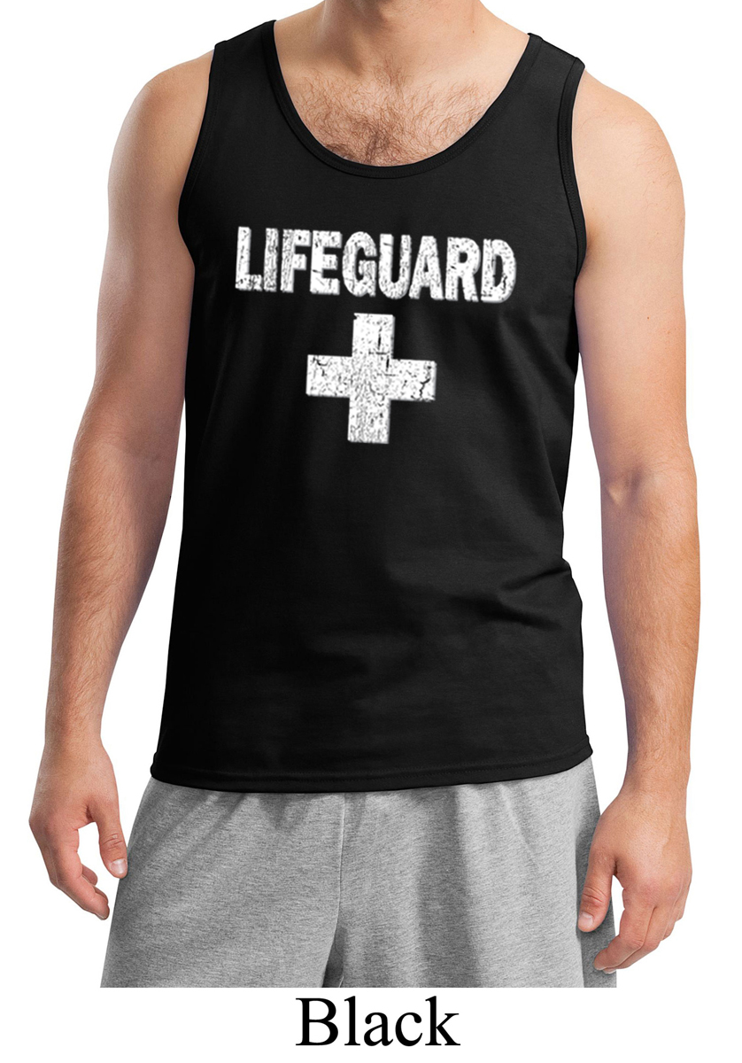 Mens Tanktop Distressed Lifeguard Tank Top