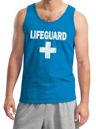 Mens Tanktop Distressed Lifeguard Tank Top
