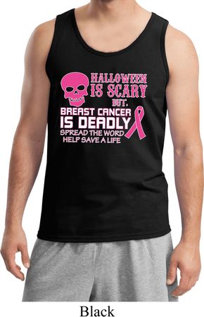 Mens Tanktop Halloween Scary Breast Cancer Deadly Tank Top