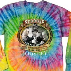 Mens Three Stooges Moonshine Whiskey Long Sleeve Tie Dye Tee T-shirt Mens Three Stooges Moonshine Whiskey Long Sleeve Tie Dye Tee T-shirt