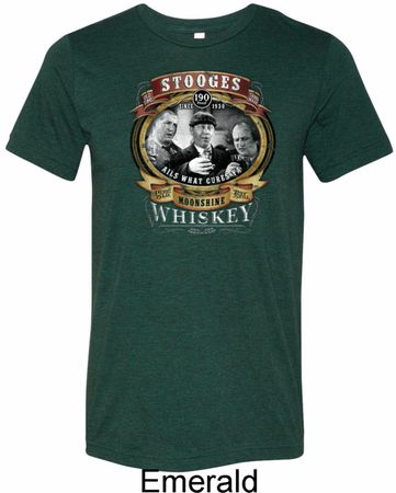 Mens Three Stooges Shirt Moonshine Whiskey Tri Blend Crewneck Tee