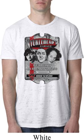 Mens Three Stooges Shirt Nyukleheads Garage Burnout Tee T-Shirt