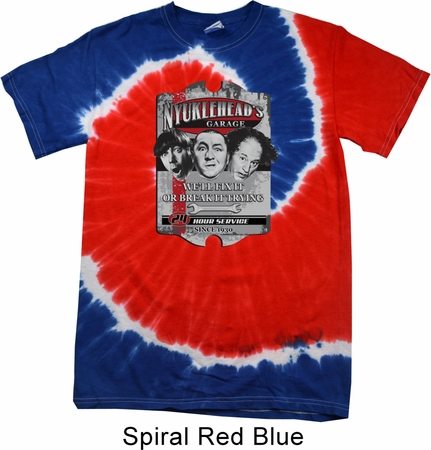 Mens Three Stooges Shirt Nyukleheads Garage Patriotic Tie Dye T-shirt