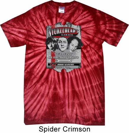 Mens Three Stooges Shirt Nyukleheads Garage Spider Tie Dye Tee T-shirt