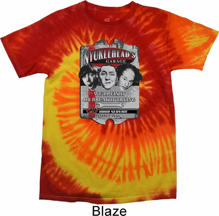 Mens Three Stooges Shirt Nyukleheads Garage Tie Dye Tee T-shirt