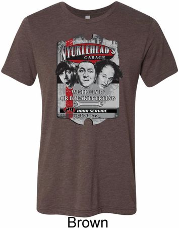 Mens Three Stooges Shirt Nyukleheads Garage Tri Blend Crewneck Tee