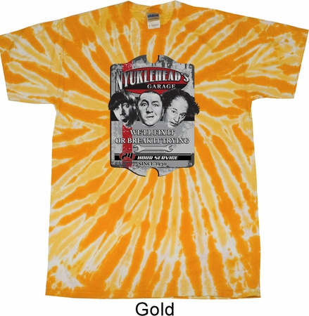 Mens Three Stooges Shirt Nyukleheads Garage Twist Tie Dye Tee T-shirt