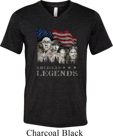 Mens Three Stooges Shirt Rushmorons Tri Blend V-neck Tee T-Shirt