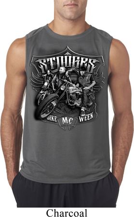 Mens Three Stooges Shirt Stooges Bike Week Sleeveless Tee T-Shirt