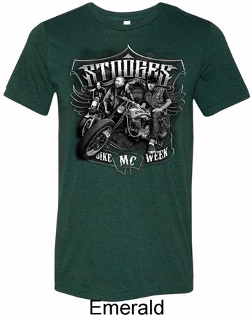 Mens Three Stooges Shirt Stooges Bike Week Tri Blend Crewneck Tee