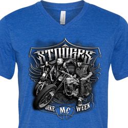 Mens Three Stooges Shirt Stooges Bike Week Tri Blend V-neck T-Shirt