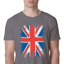 Mens UK Flag Shirt Union Jack Burnout Tee T-Shirt