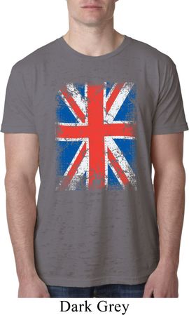 Mens UK Flag Shirt Union Jack Burnout Tee T-Shirt
