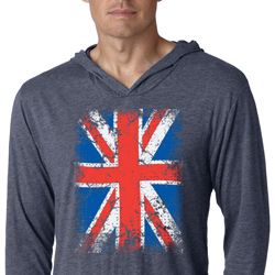 Mens UK Flag Shirt Union Jack Lightweight Hoodie Tee