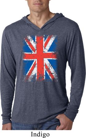 Mens UK Flag Shirt Union Jack Lightweight Hoodie Tee