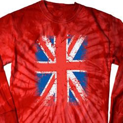 Mens UK Flag Shirt Union Jack Long Sleeve Tie Dye Tee T-shirt