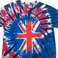Mens UK Flag Shirt Union Jack Patriotic Tie Dye Tee T-shirt