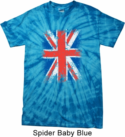 Mens UK Flag Shirt Union Jack Spider Tie Dye Tee T-shirt