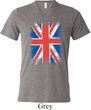 Mens UK Flag Shirt Union Jack Tri Blend V-neck Tee T-Shirt