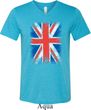 Mens UK Flag Shirt Union Jack Tri Blend V-neck Tee T-Shirt