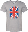 Mens UK Flag Shirt Union Jack Tri Blend V-neck Tee T-Shirt