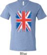 Mens UK Flag Shirt Union Jack Tri Blend V-neck Tee T-Shirt