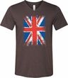 Mens UK Flag Shirt Union Jack Tri Blend V-neck Tee T-Shirt