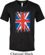 Mens UK Flag Shirt Union Jack Tri Blend V-neck Tee T-Shirt