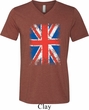 Mens UK Flag Shirt Union Jack Tri Blend V-neck Tee T-Shirt