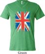 Mens UK Flag Shirt Union Jack Tri Blend V-neck Tee T-Shirt