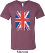 Mens UK Flag Shirt Union Jack Tri Blend V-neck Tee T-Shirt