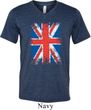 Mens UK Flag Shirt Union Jack Tri Blend V-neck Tee T-Shirt