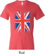Mens UK Flag Shirt Union Jack Tri Blend V-neck Tee T-Shirt