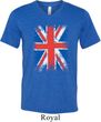 Mens UK Flag Shirt Union Jack Tri Blend V-neck Tee T-Shirt