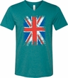 Mens UK Flag Shirt Union Jack Tri Blend V-neck Tee T-Shirt