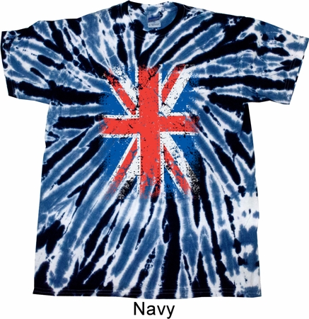 Mens UK Flag Shirt Union Jack Twist Tie Dye Tee T-shirt