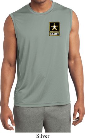 Mens US Army Pocket Print Dry Wicking Sleeveless Shirt
