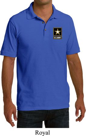 Mens US Army Pocket Print Pique Polo
