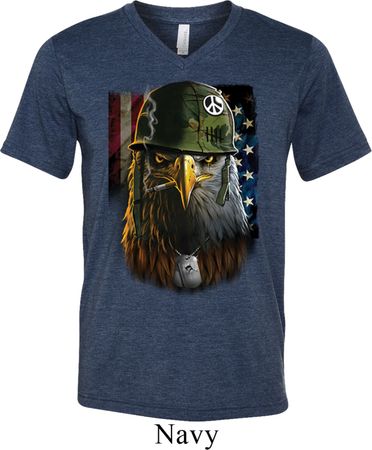 Mens USA Tee American Eagle Tri Blend V-neck