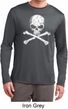 Mens White Distressed Skull Dry Wicking Long Sleeve Shirt