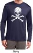 Mens White Distressed Skull Dry Wicking Long Sleeve Shirt