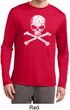 Mens White Distressed Skull Dry Wicking Long Sleeve Shirt