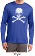 Mens White Distressed Skull Dry Wicking Long Sleeve Shirt