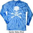 Mens White Distressed Skull Long Sleeve Tie Dye Shirt