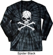 Mens White Distressed Skull Long Sleeve Tie Dye Shirt